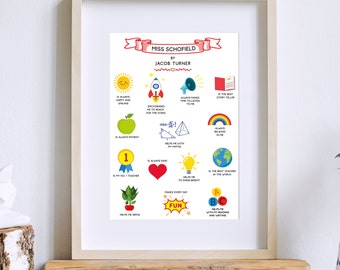 Primary Teacher Print, Gift For Teacher, Thankyou Teacher, End of Year Gift, Teacher Present, Nursery Teacher, Teacher Christmas Gift