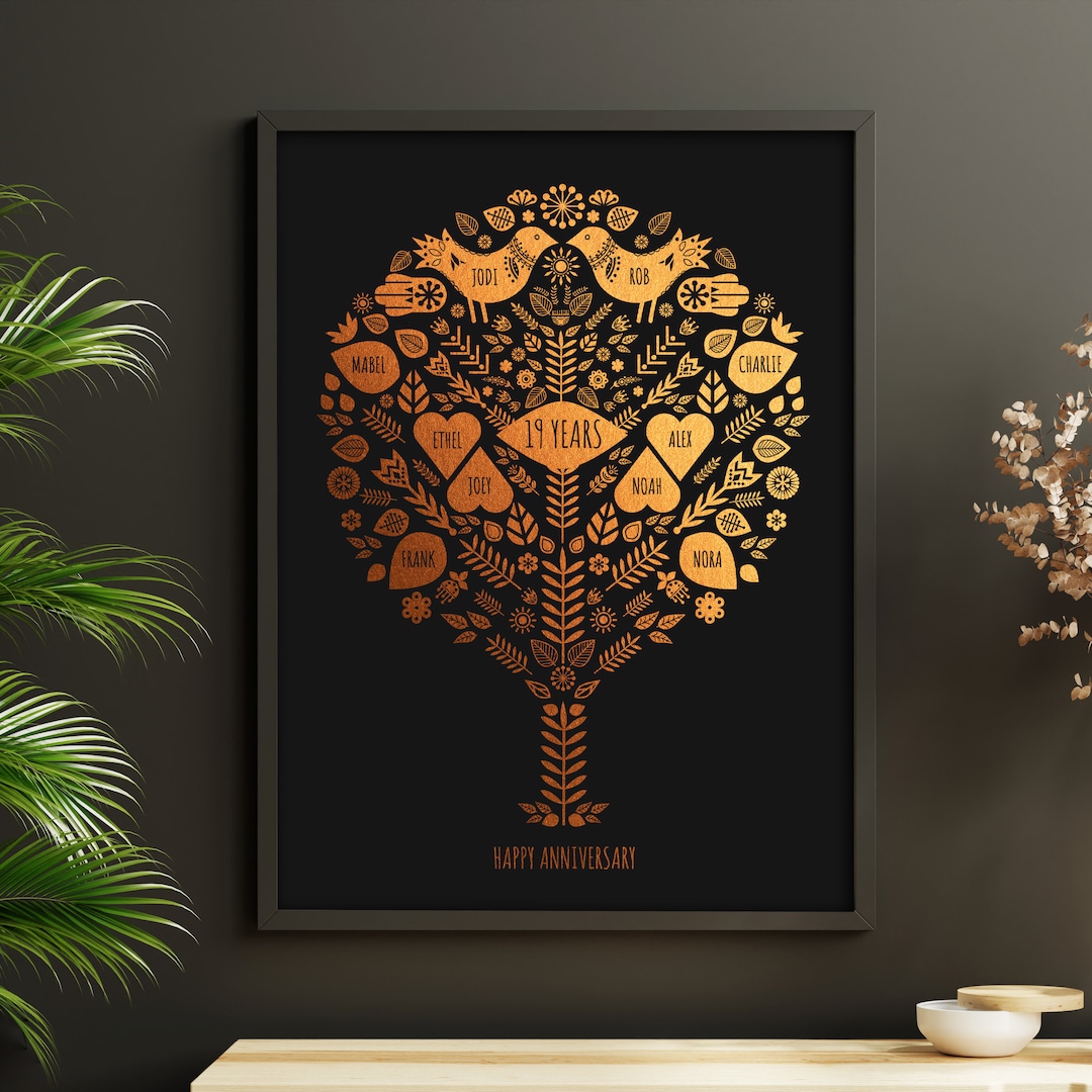 19th Bronze Wedding Anniversary Print, Bronze Wedding Anniversary Gift