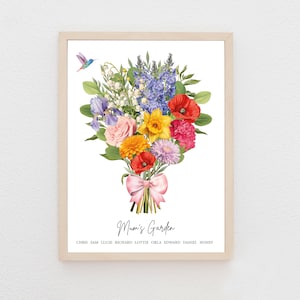 Family Birth Flower Print, Family Birth Flower Gifts, Custom Mum Gift, Family Flower Bouquet, Birth Month Flower Art, Grandma Print, Mom Gif