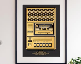Wedding Dance Print, Music Print Gift, First Dance Song Print, Foil Print, Anniversary Keepsake, Wedding Present, Retro Print,