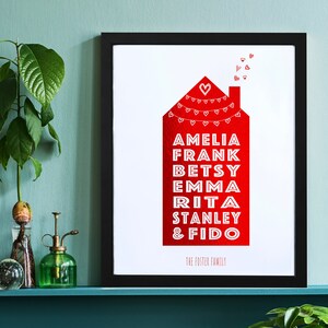 Personalised Foiled New Home Print, Home Print, Personalised Family Print Gift, Red Foil Print, New Home Print, Family Gift, Valentines Day
