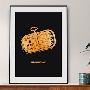 8th Bronze Wedding Anniversary Gift, Bronze Wedding Anniversary, Anniversary Print Gift, Personalised, 8th Anniversary Print, Couple Gift