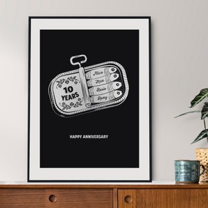 10th Wedding Anniversary Print, Tin Anniversary Gift, Custom Anniversary Print Gift, Valentines Gift, Tenth Anniversary Gift, 10 Year Gift,