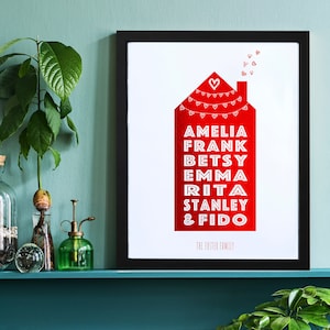 Ruby Anniversary Gifts, Ruby Wedding Anniversary Print, 40th Wedding Gift, Foiled Print, 40 years, Anniversary Gift, Family Print, Red Foil