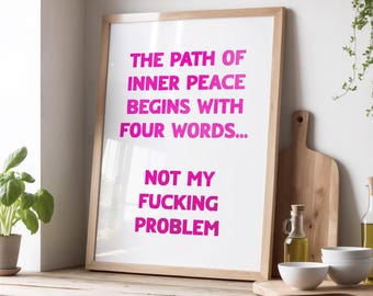 Inner Peace Foil Print: Trendy Home Decor, Funny Quote
