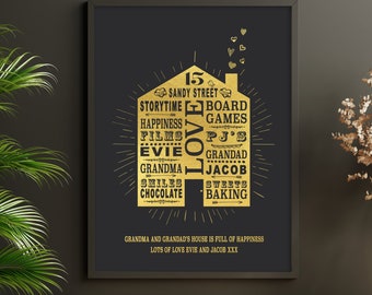 Personalised Grandparents Print: Custom Family Memories Gift, Custom Grandma Grandad Print, Foil Print, Gift from Grandchild, Personalized
