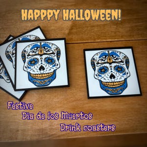 Suikerschedel-onderzetterset - 3D-geprint dia de los Muertos