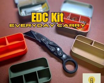 Everyday Carry (EDC) Kit - Tin with custom inserts and Tactical Utility Knife