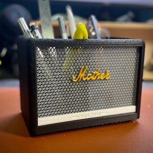 Personalized "Marshall" Amp desk organizer, multi-compartment pencil holder - for Mothers Day!