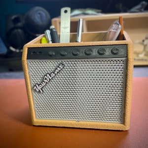 Personalized Fender-style Amp desk organizer, multi-compartment pencil and pen holder