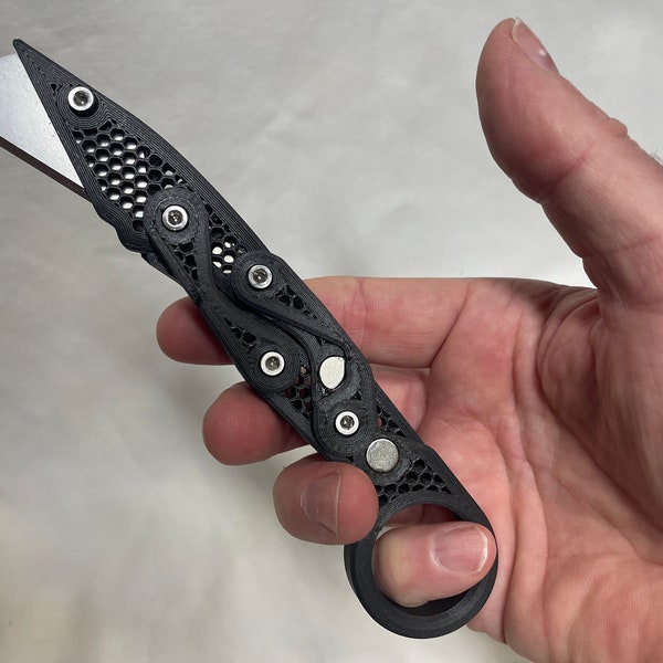 Tactical Utility Knife handle - honeycomb Carbon Black