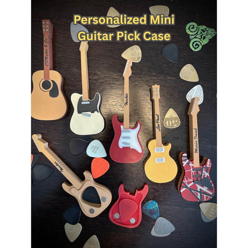 🎸Free Personalization🎸 Personalized Guitar Pick Case, Pick Holder: Magnetic Closure, Custom Colors