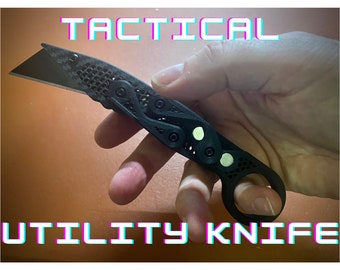 Tactical Utility Knife handle - honeycomb Carbon Black