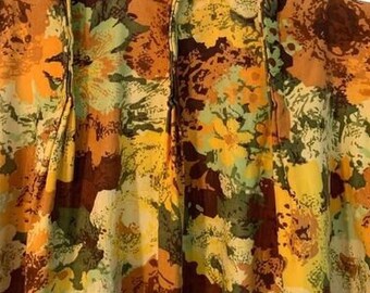 1970's Vintage Flower Power Pinch Pleat Curtains (2 Panels)