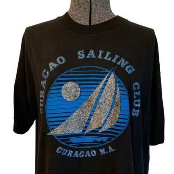 Vintage 80's Glitter Sail Boat T-Shirt - image 3