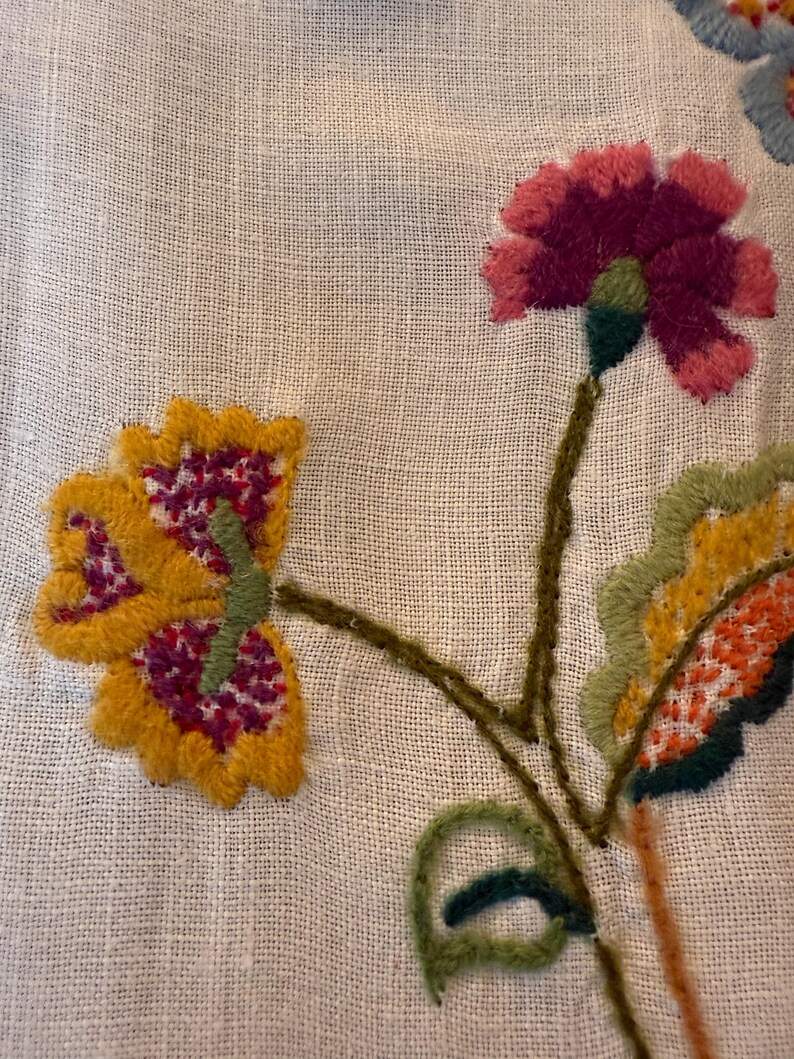 Vintage Handmade Crewel Embroidery Yarn Fiber Wall Art (2) - Etsy