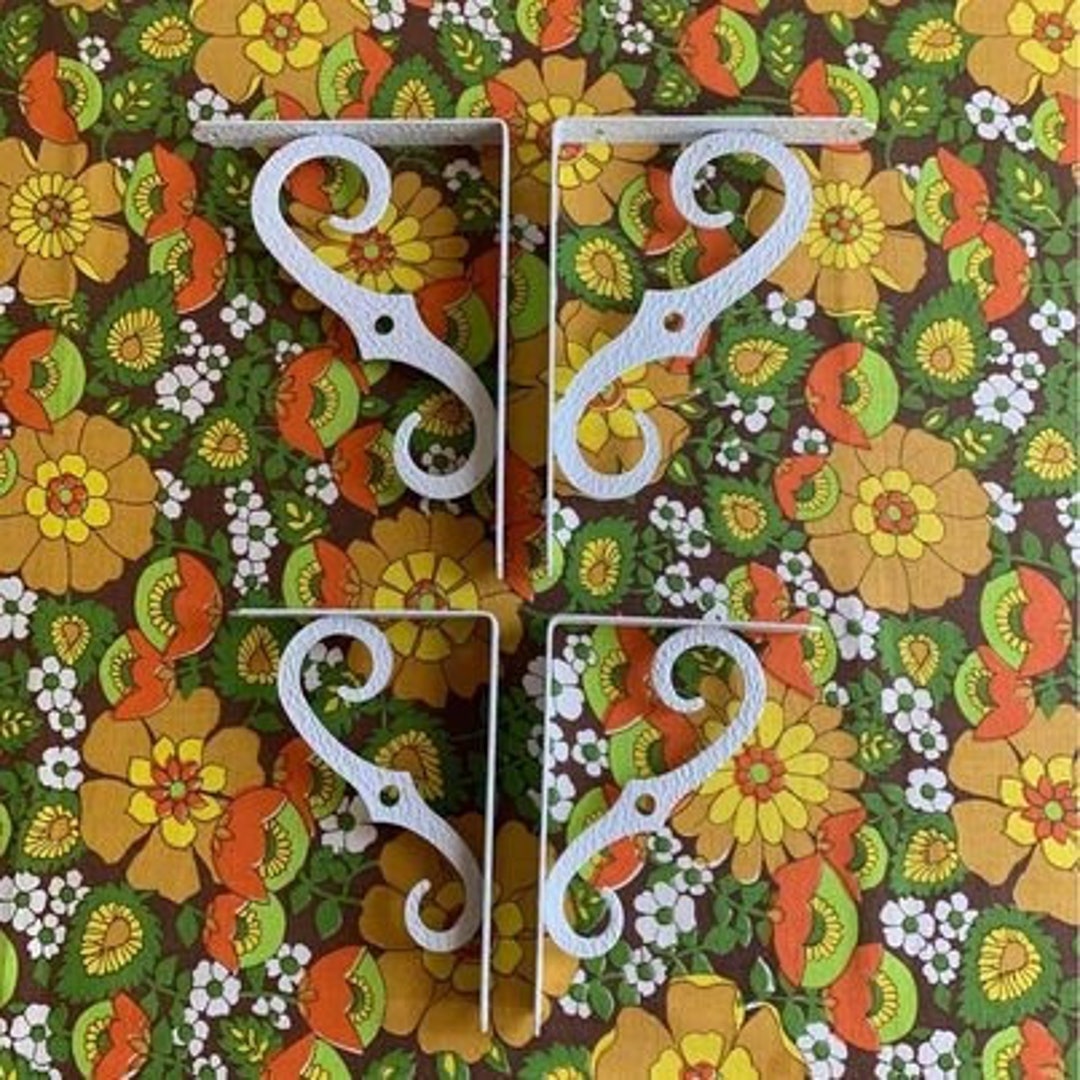Vintage Set of 4 Metal Scroll Wall Shelf Brackets Etsy