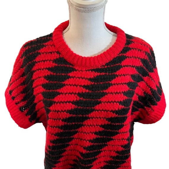 Vintage 80's Red & Black New Wave Short Sleeve Sw… - image 1