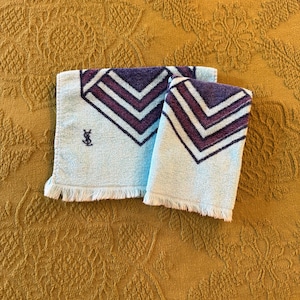 Vintage 70&#39;s Yves Saint Laurent Mod Geometrical Bathroom Hand Towels (2)