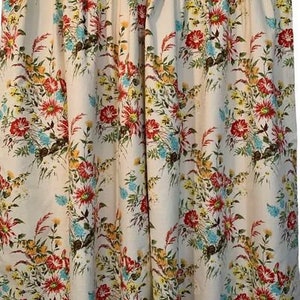 Vintage 70's Floral Pinch Pleat Curtains (2 Panels)