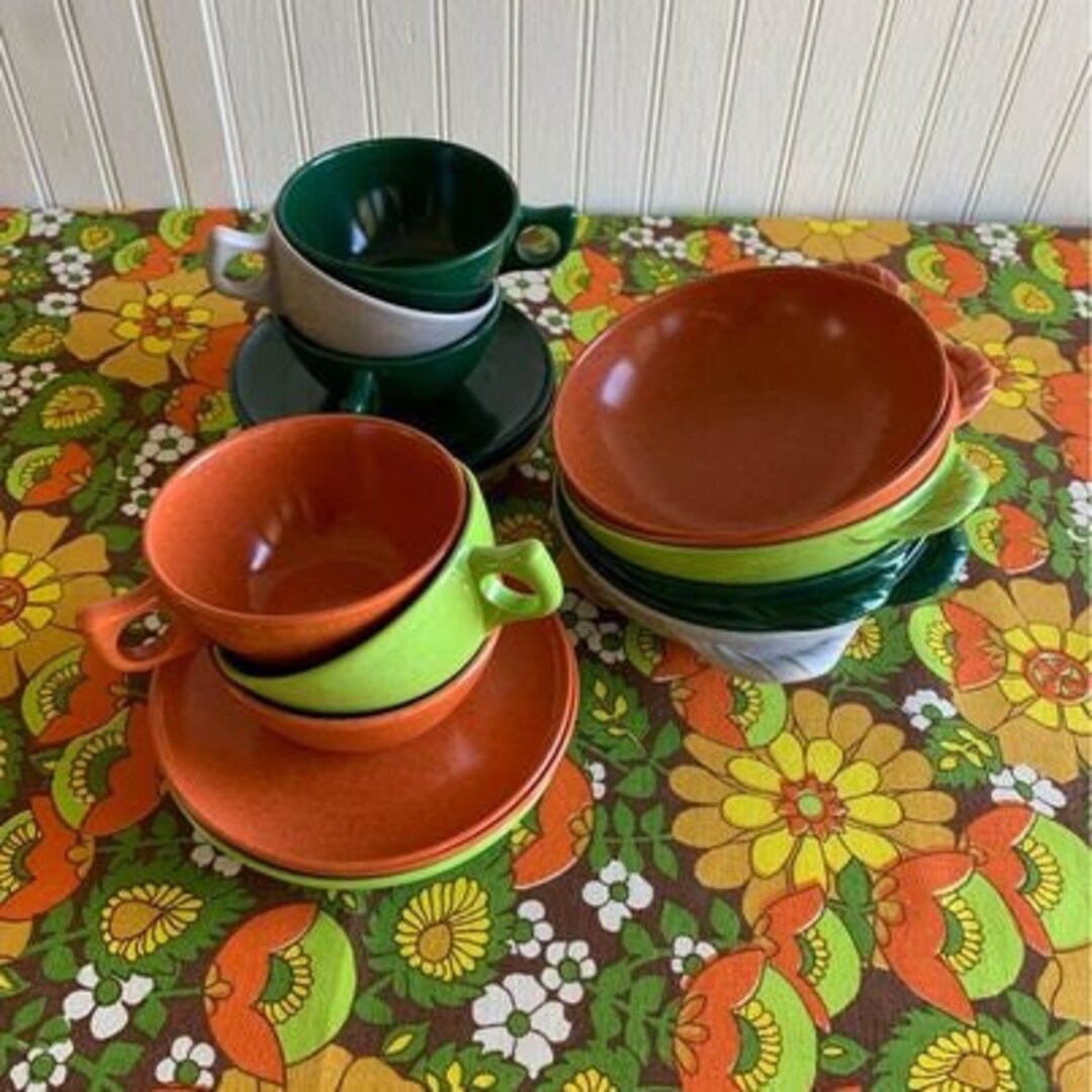 Vintage 60's Melmac Branchell Plastic Bowls Cups & Saucers Etsy