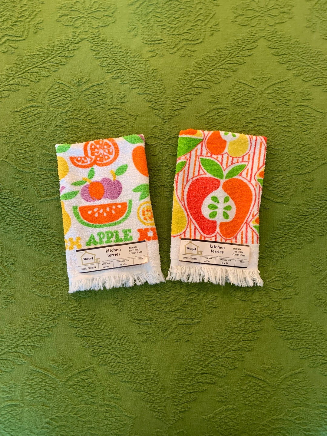 Vintage 70's Set of 2 Riegel Kitchen Hand Towels Fruit - Etsy