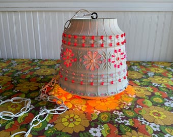 Vintage Lawnware Lamp Hanging Light Camping Outdoor Red Green