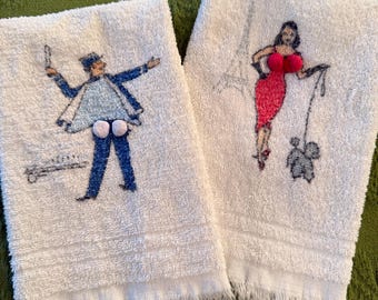 Vintage 60's Bathroom Hand Towels