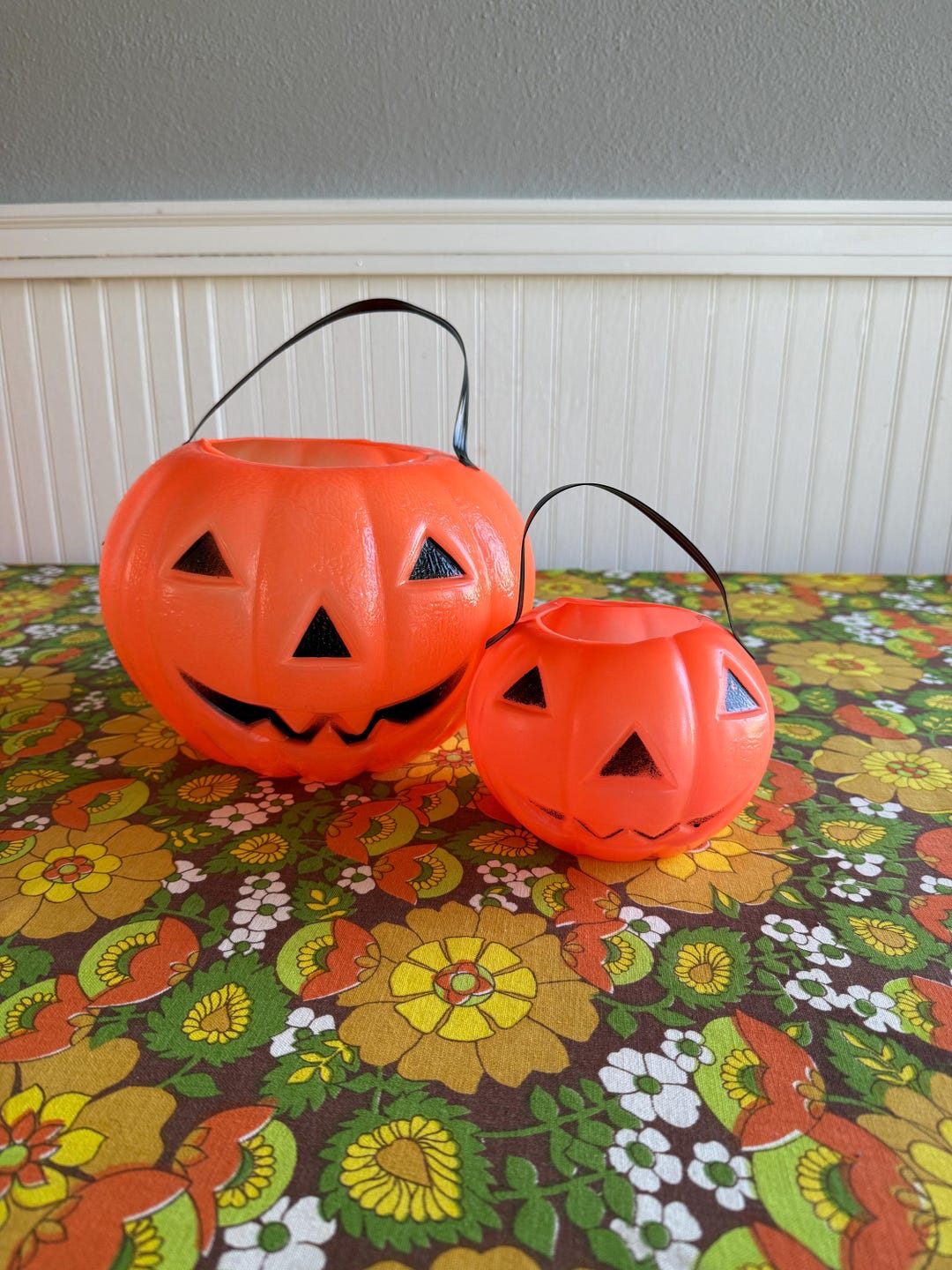 Vintage Halloween Pumpkin Jack O Lantern Blow Mold Buckets - Etsy