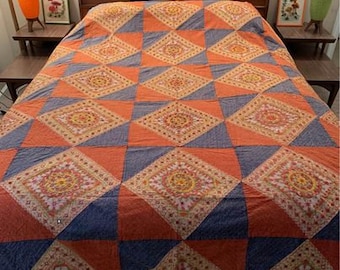 Embroidered Patchwork Quilt Bedspread Blanket Coverlet