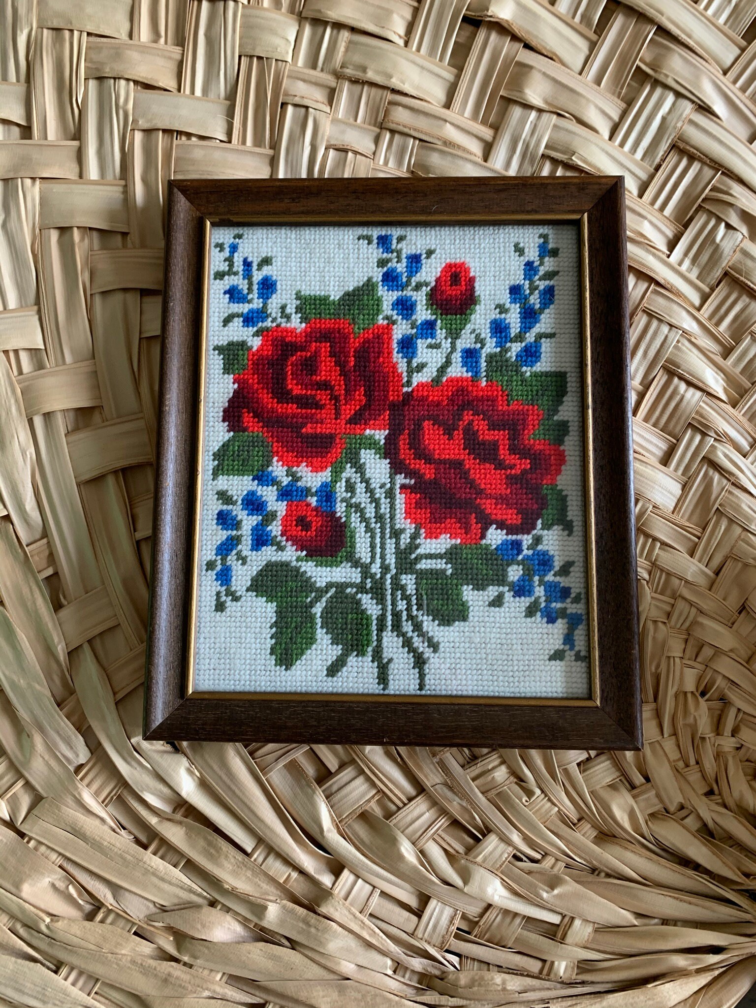 Vintage Framed Needlepoint 11 1/2 x 9 1/2 | Etsy