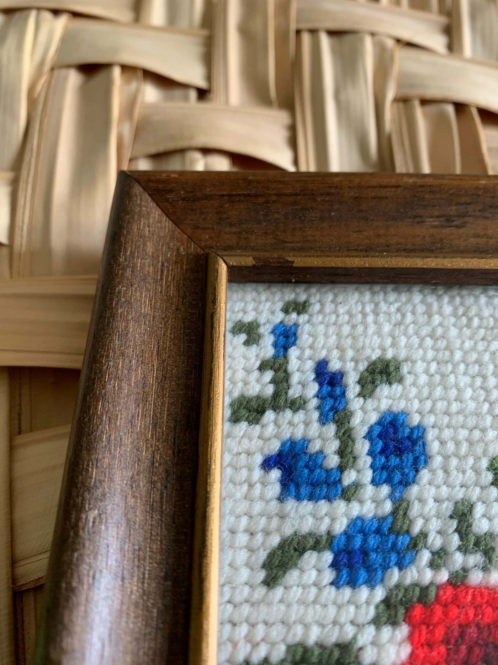 Vintage Framed Needlepoint 11 1/2 x 9 1/2 Etsy