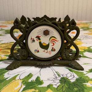 Vintage Cast Iron Rooster Napkin Holder