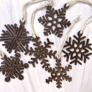 Lasercut Wood Modern Snowflake Ornaments