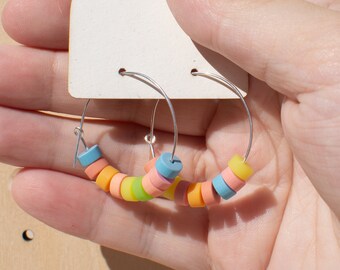 Upcycled Acrylic Hoop Earrings | Bright Rainbow