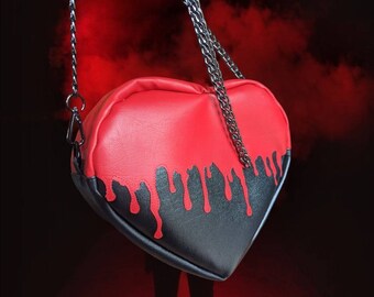 Bloody Heart shaped crossbody bag/ Valentines gift/ goth bag/ 90s fashion custom