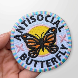 Antisocial butterfly 3&quot; patch/ funny patch