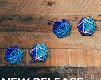 Hand painted d20 earrings
