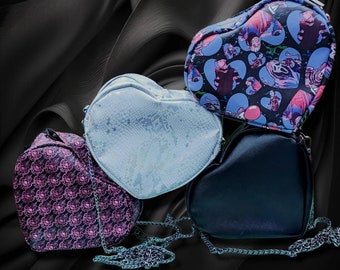 Heart shaped crossbody bag/ Valentines gift/ goth bag/ 90s fashion custom
