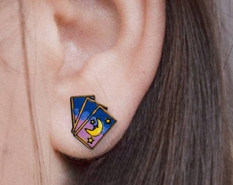 Hand painted mystical witchy tarot themed earrings