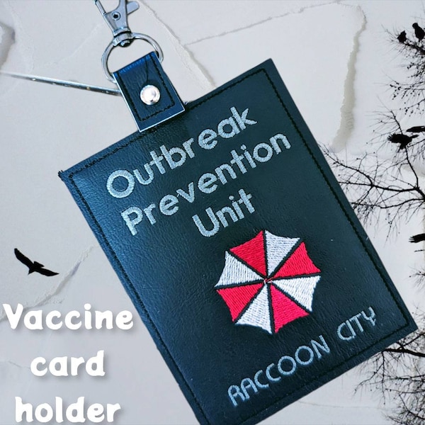 Zombie outbreak badge/ vaccination card protector. Space for valuables. Attach to purse, bag, backback or beltloops