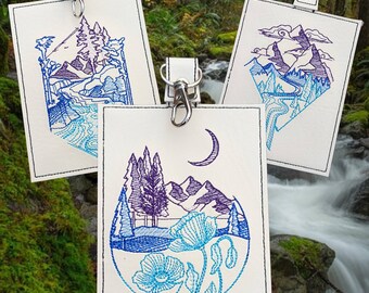 Purple Mountains Majesty Vaccine card  protector.   Attach to purse, bag, backpack lanyard or beltloops Vinyl, vegan leather. Luggage tags