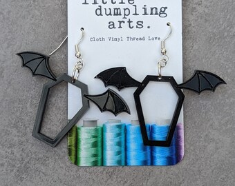 Batwing coffin earrings