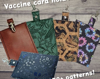 Sleek vaccination card/gift card/ID protector. Space for ID, cash, valuables. Attach to purse, bag, backback or beltloops