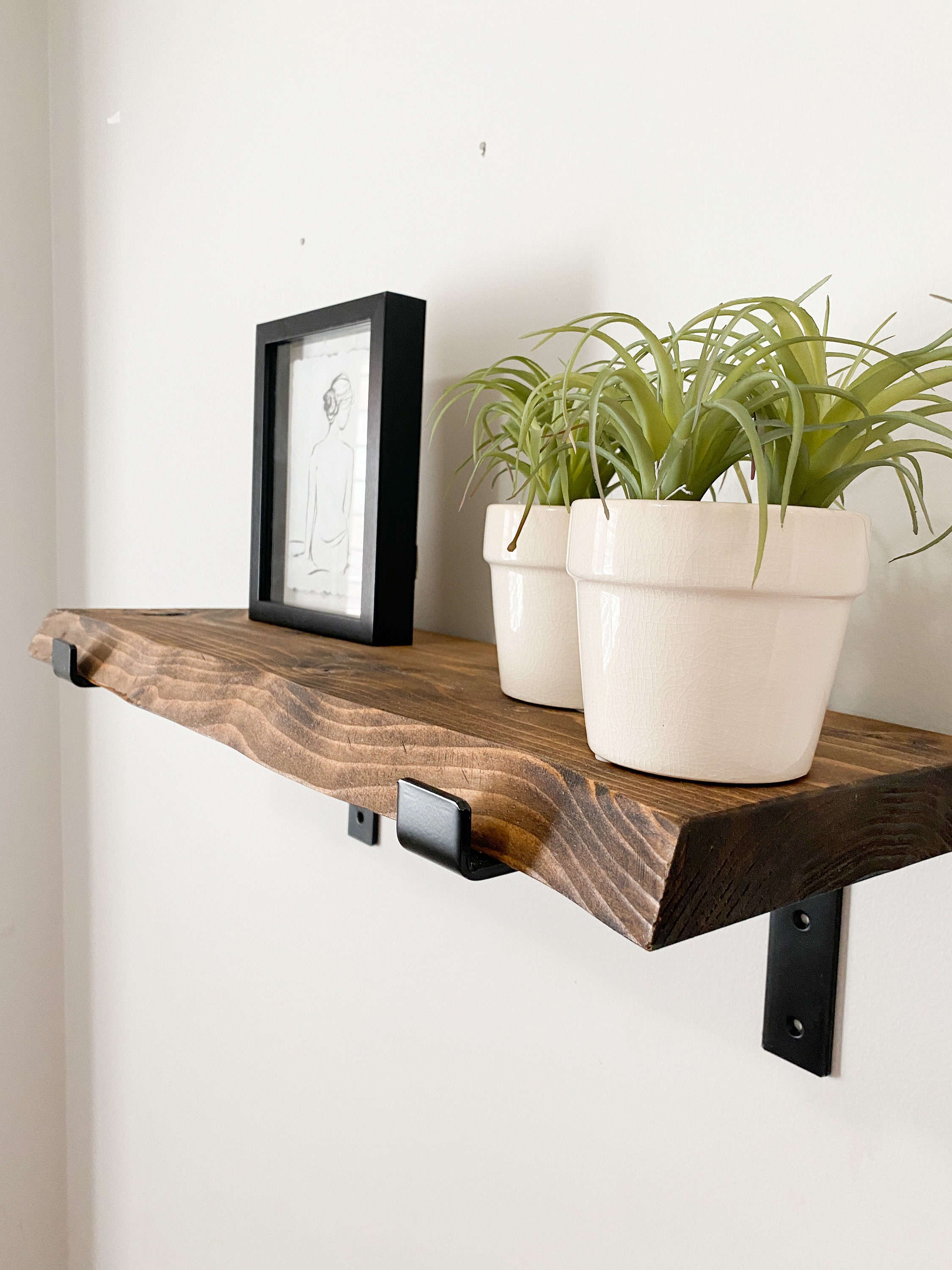 Rustic Live Edge Inspired Shelf Hand Crafted Solid Wood Etsy