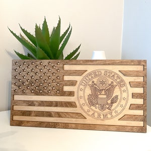 United States Army Flag Sign Engraved | Army Wood Sign | Military Memory | Army Wife | Mom | American Flag | USA flag | Army Veteran Gift