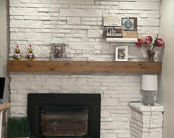 Wood Beam Mantel – Rustic Fireplace Mantle – Solid Wood Mantel Shelf – Floating Mantel – Custom Sizes