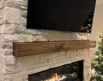 Wood Beam Mantel – Rustic Fireplace Mantle – Solid Wood Mantel Shelf – Floating Mantel – Custom Sizes