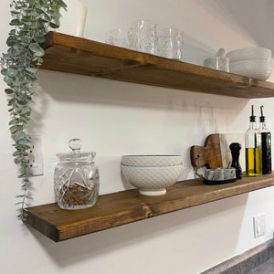Estantería de madera estilo granja – Estantería flotante rústica – Estantería de pared de madera maciza – Estanterías a medida – Decoración del hogar