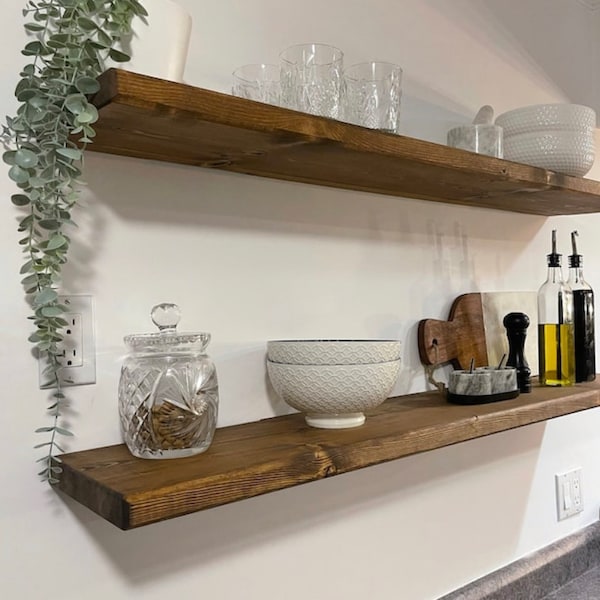 Rustic Floating Shelf | Hand Crafted Solid Wood Shelf | Custom Lengths